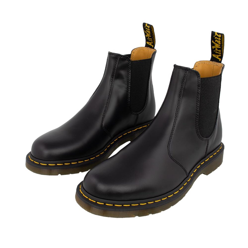 DR. MARTENS 2976 YELLOW STITCH SMOOTH LEATHER CHELSEA BOOTS - ΜΑΥΡΟ