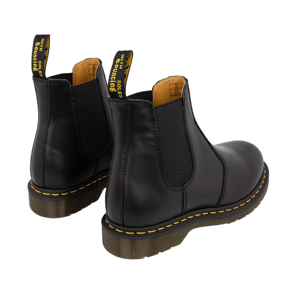 DR. MARTENS 2976 YELLOW STITCH SMOOTH LEATHER CHELSEA BOOTS - ΜΑΥΡΟ
