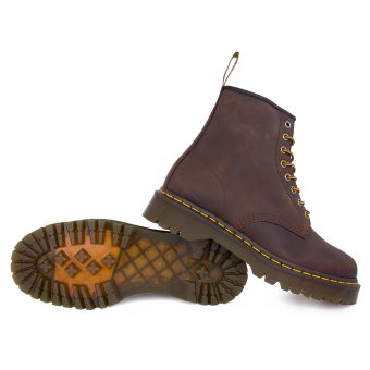 DR MARTENS 1460 BEX CRAZY HORSE LEATHER LACE UP BOOTS - ΚΑΦΕ